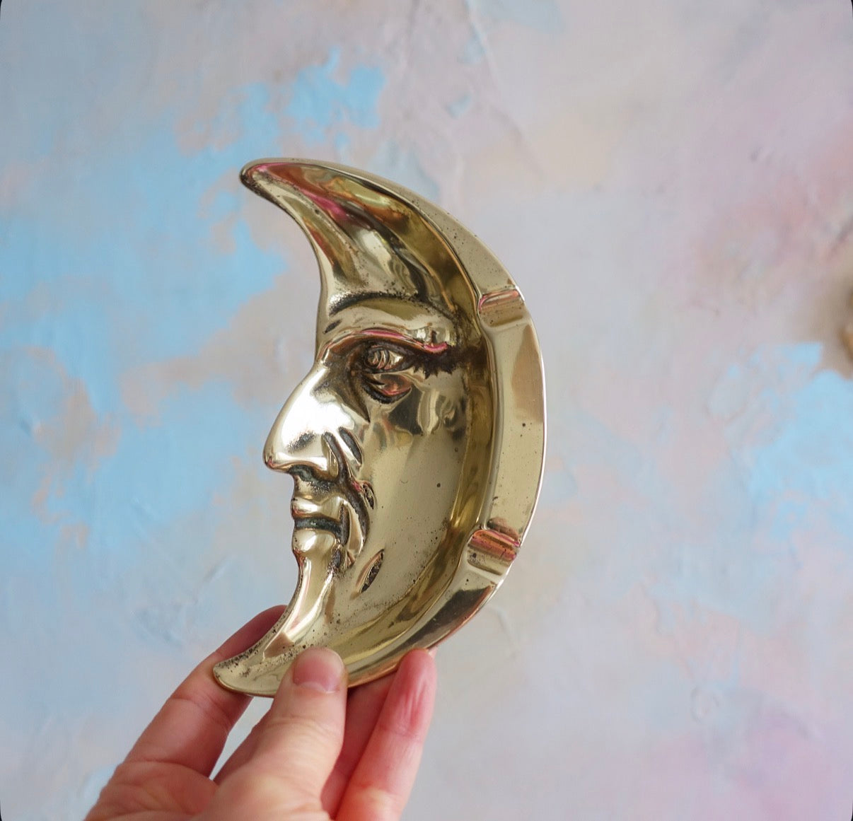 Brass Man in the moon ashtray