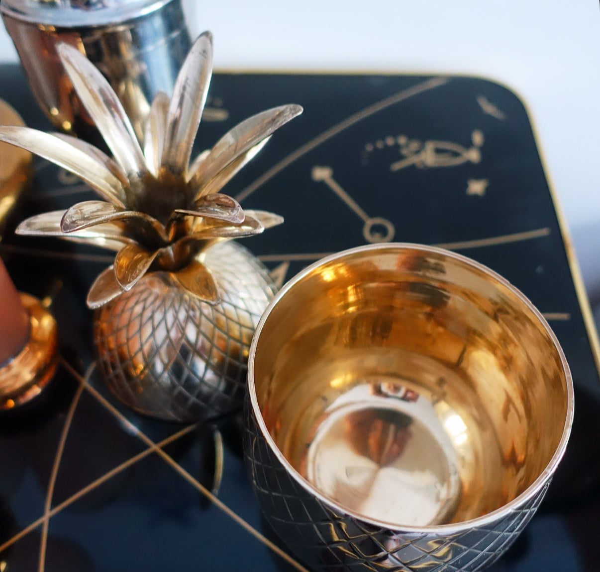 Hollywood regency brass pineapple container