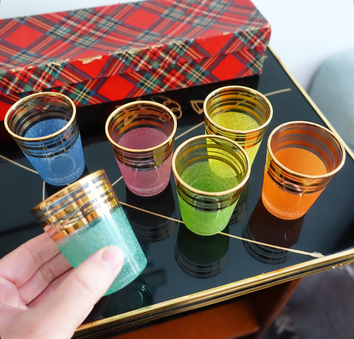 Rainbow Sugar frosted shot glass set