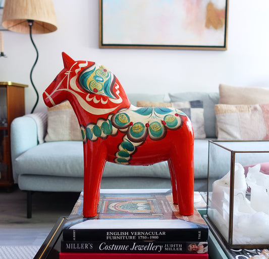 XXL vintage Swedish wooden Dala Horse