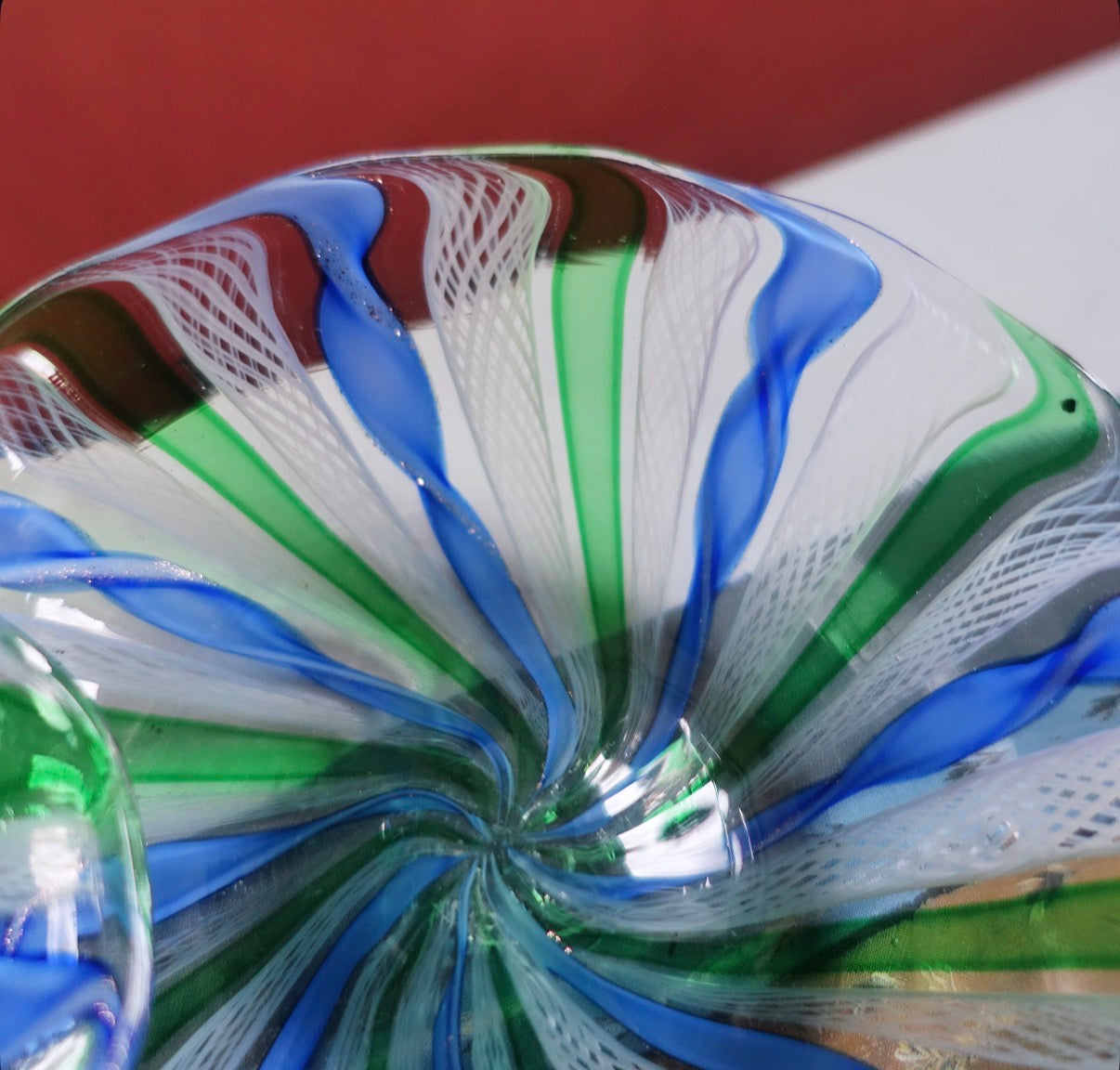 Green & blue Zanfirico trinket dish