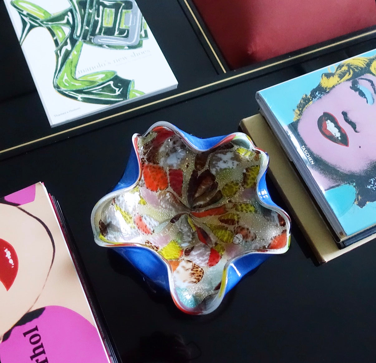 Large Blue Bizantino murano glass bowl