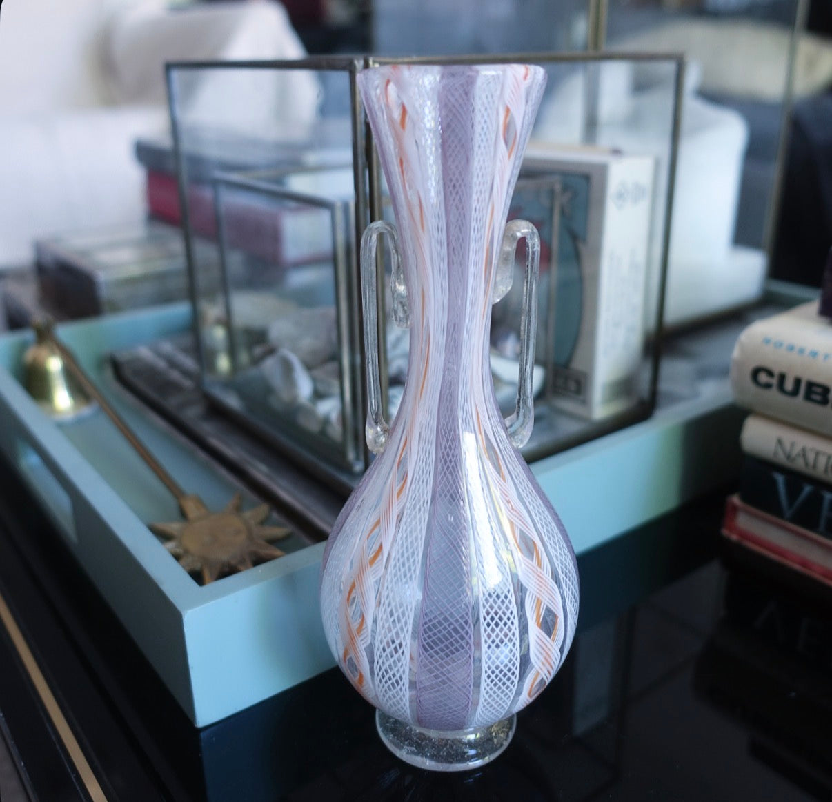 Zanfirico Murano glass bud vase