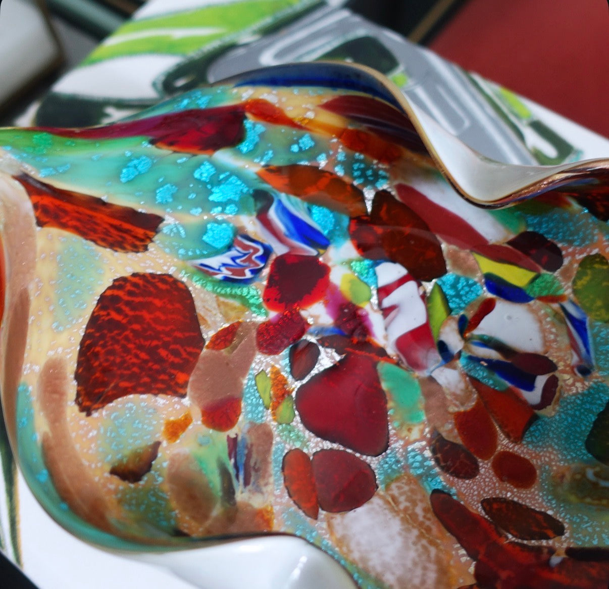 Turquoise Bizantino Murano glass dish