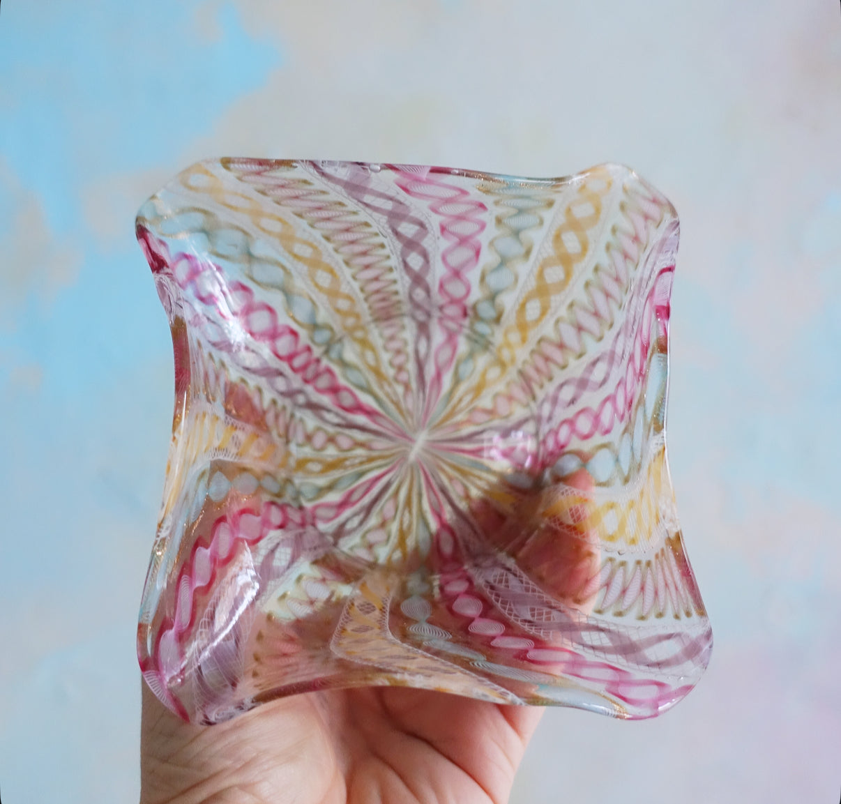 Pastel Zanfirico Murano glass bowl