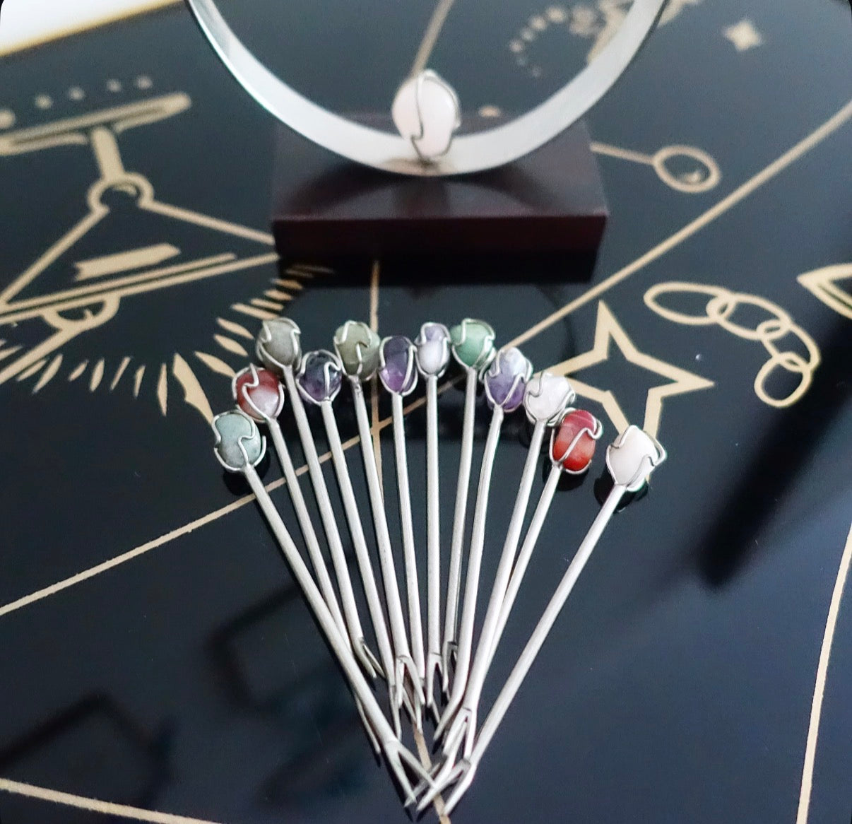 Gemstone cocktail stick set