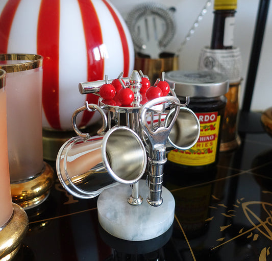 Mid-Century silver plated bar tool set