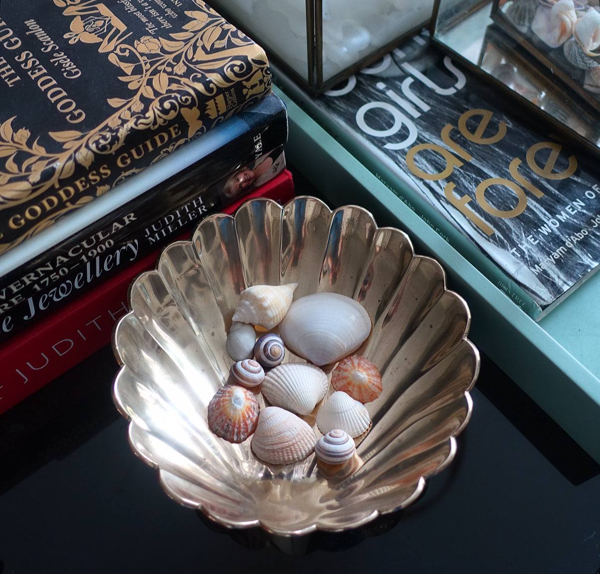 Hollywood Regency brass scallop shell dish