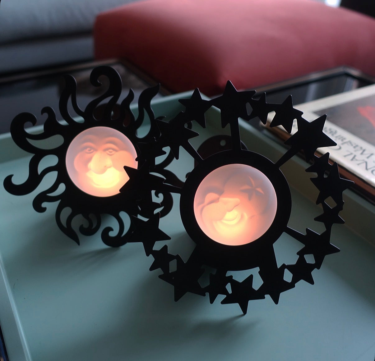 Pair of celestial candle sconces