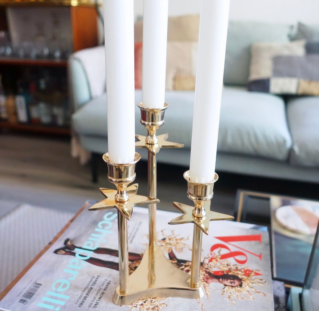 Brass star candle holder