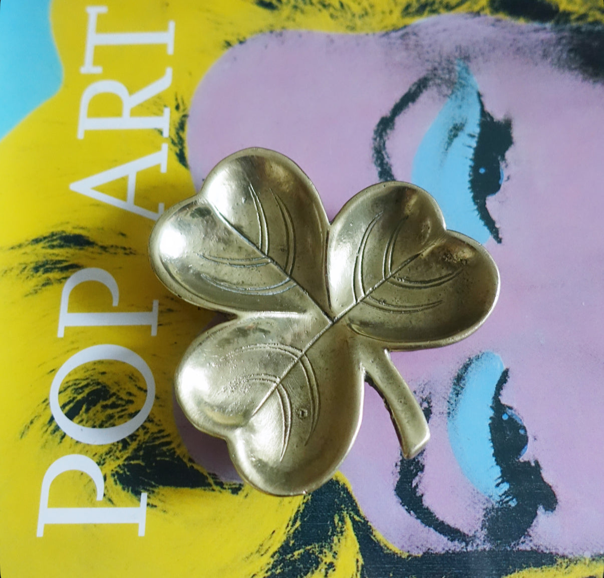 Brass clover trinket dish