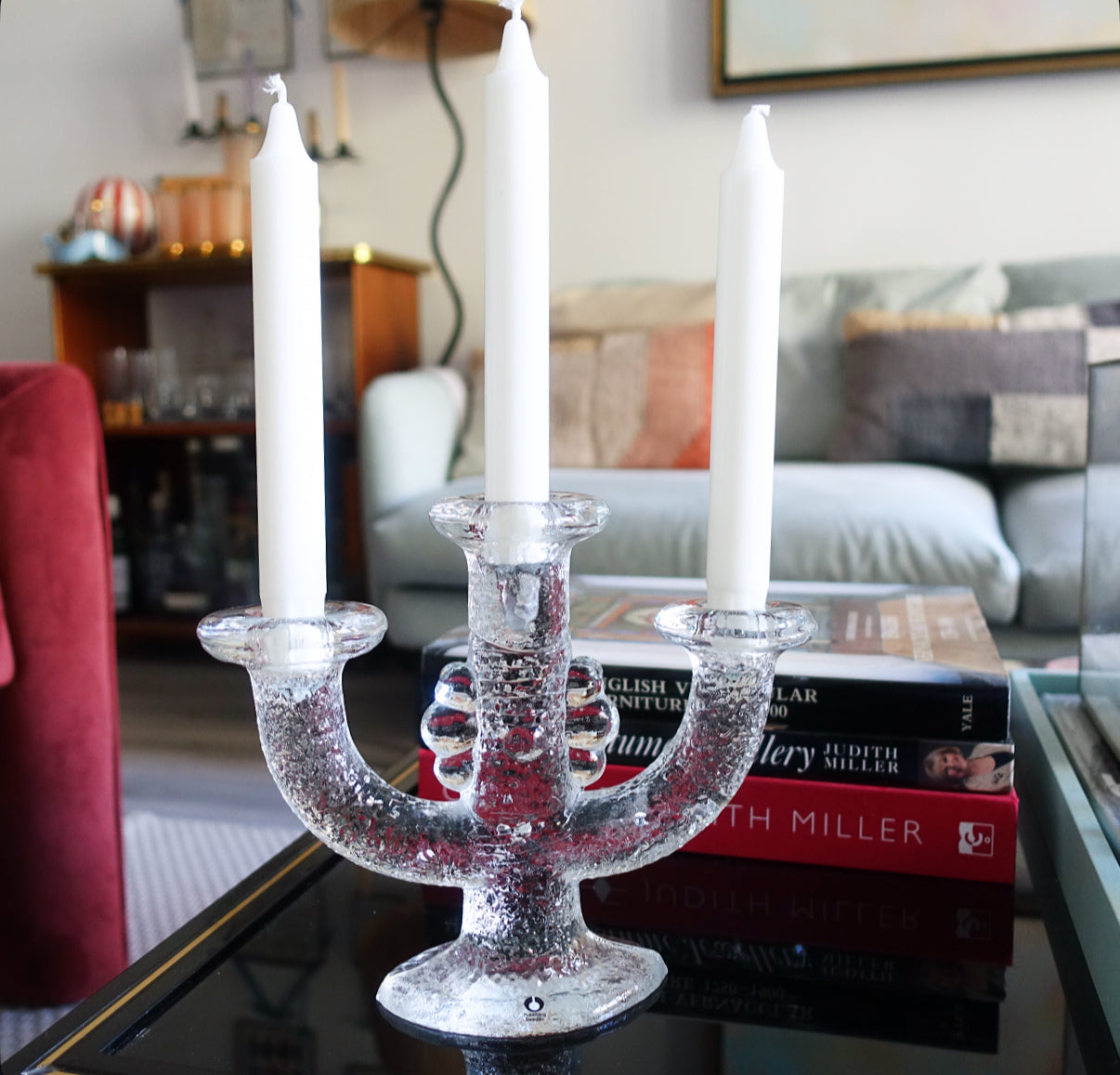 Swedish glass candelabra