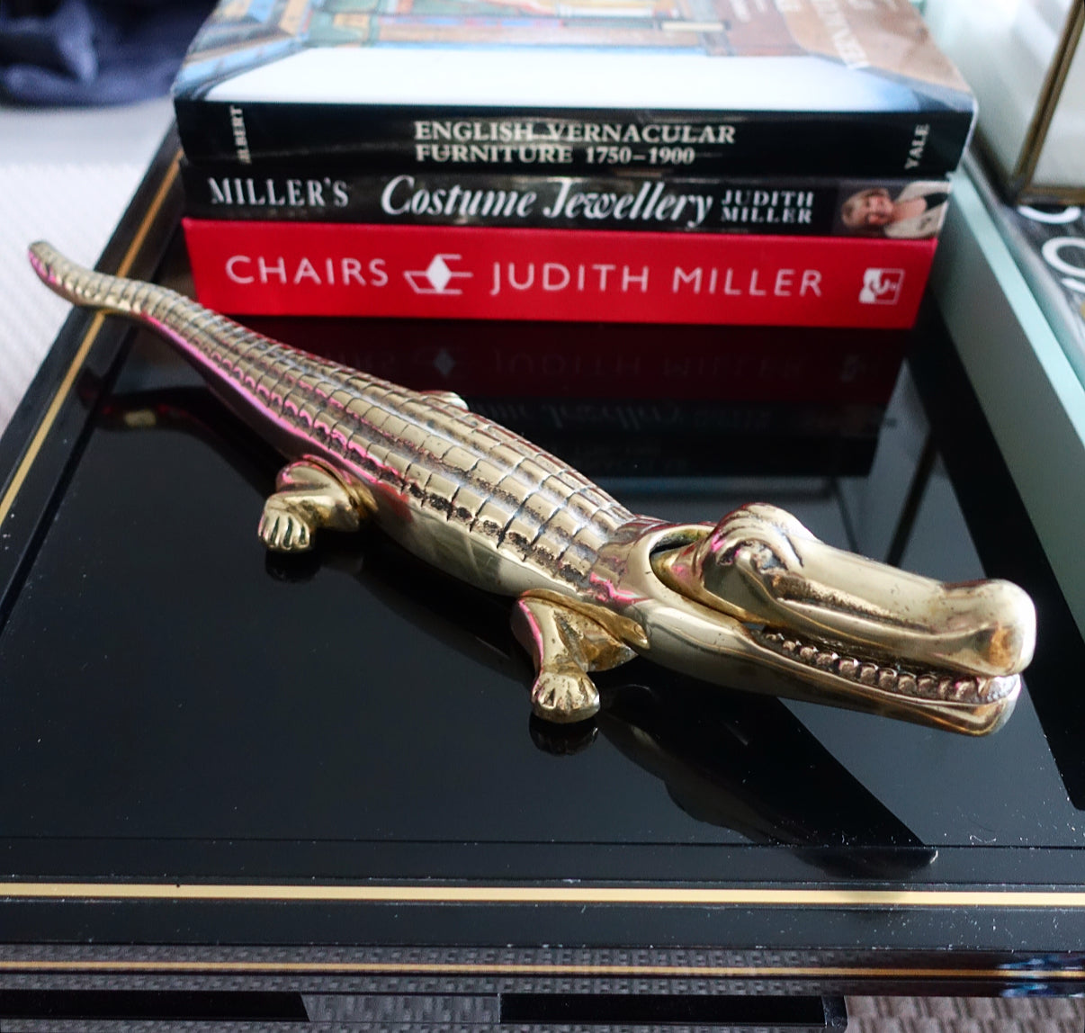 Brass Crocodile nutcracker