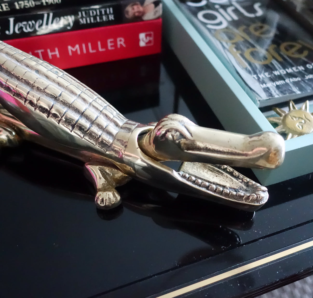 Brass Crocodile nutcracker