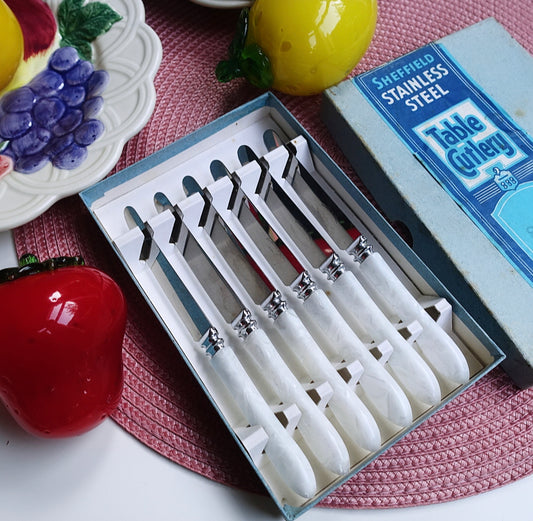 Mid-Century Faux Pearl Tea Knife Set