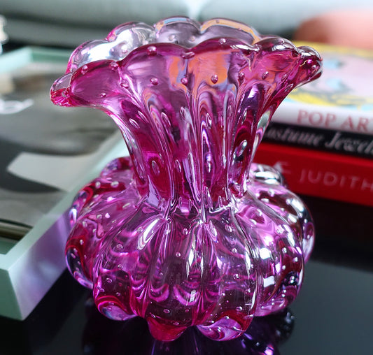 Murano Bullicante Glass Vase