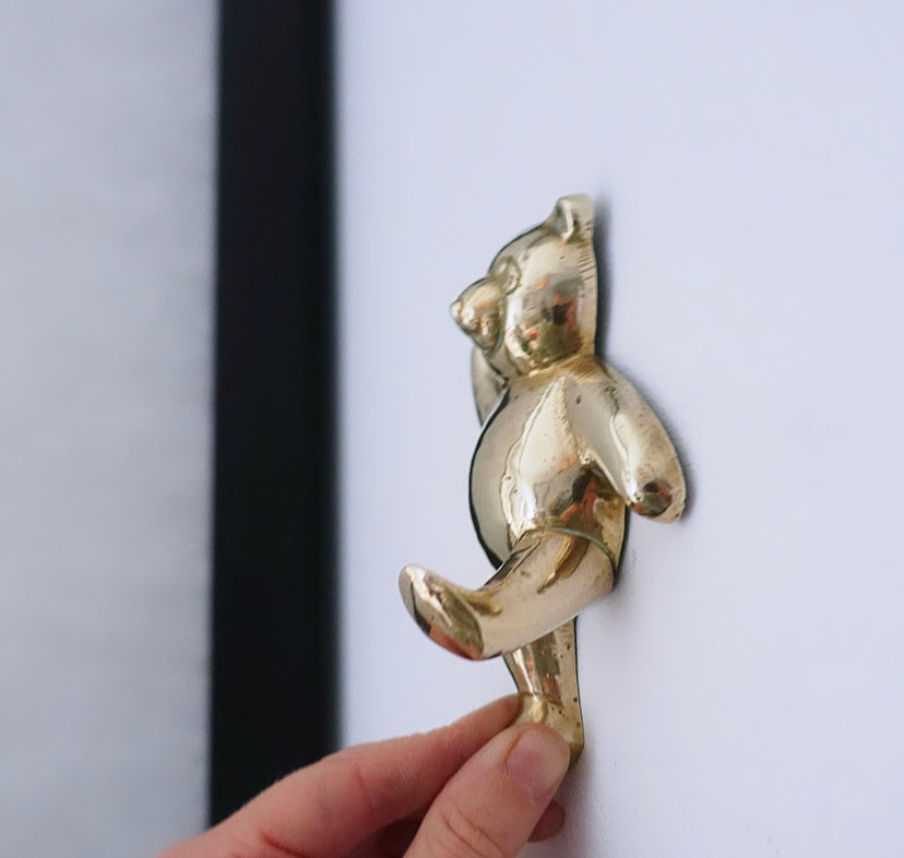 Pair of Brass Teddy Bear Hooks