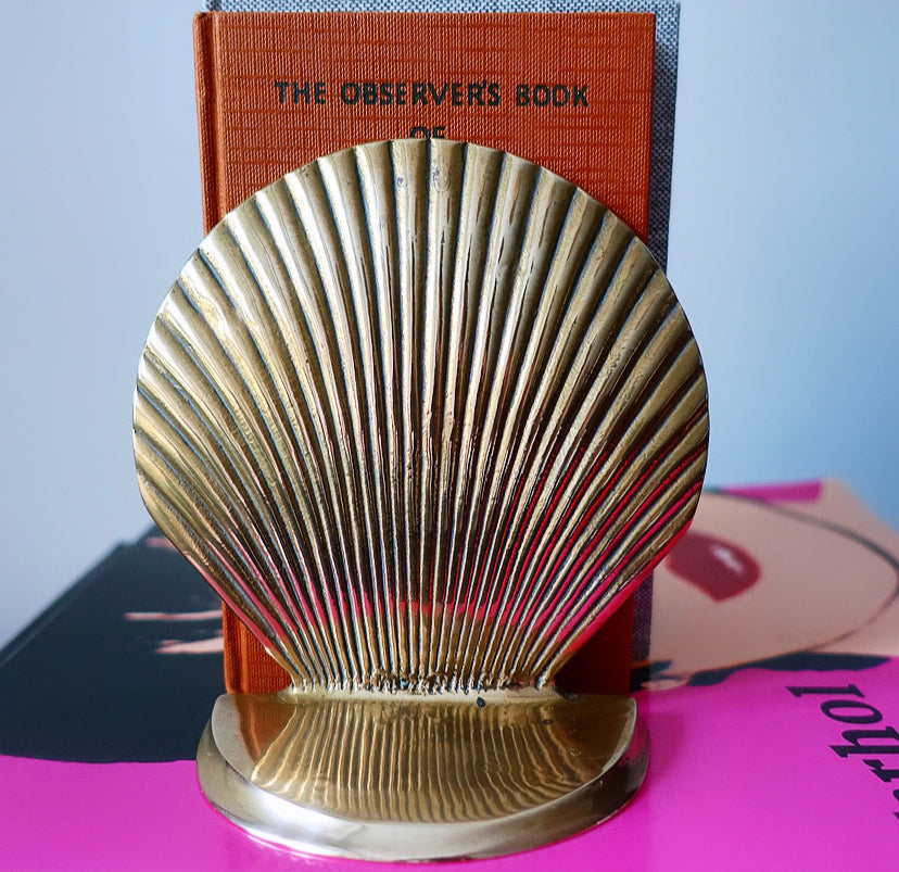 Pair of Hollywood Regency Brass Shell Bookends