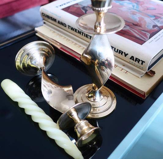 Pair of Wavy Brass Candlesticks