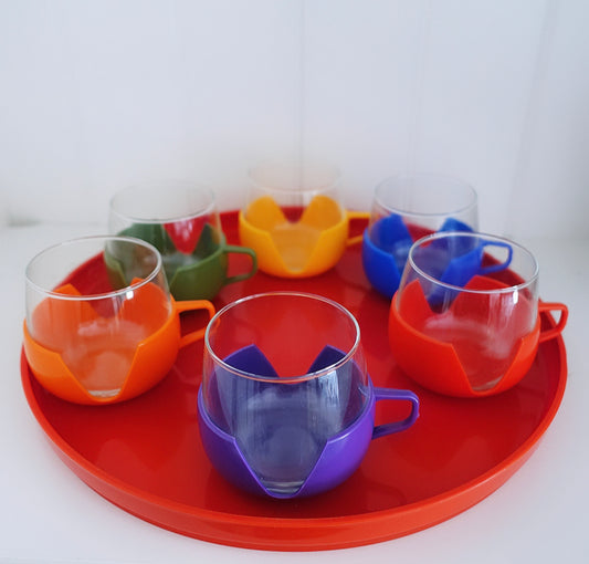 Retro Plastic Mug & tray set